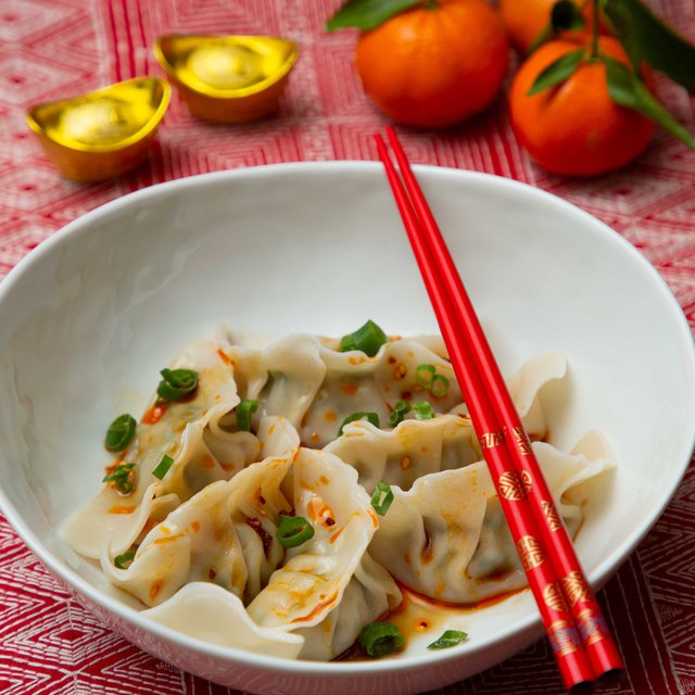 pork dumplings in a bowl